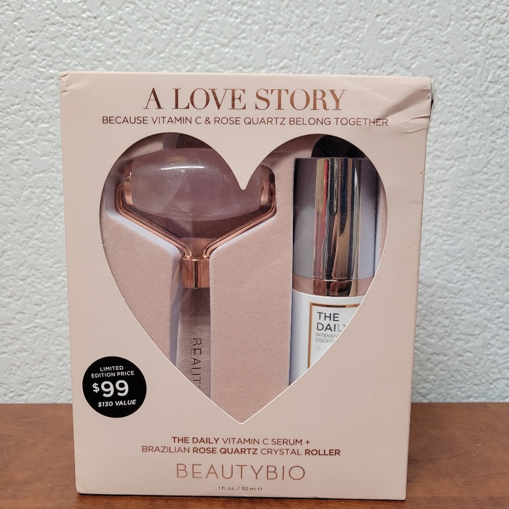 Beauty Bio Vitamin C Serum and Rose Quartz Roller Set NIB